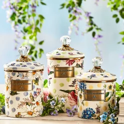 Wildflowers Enamel Large Canister - Green|MacKenzie-Childs Hot