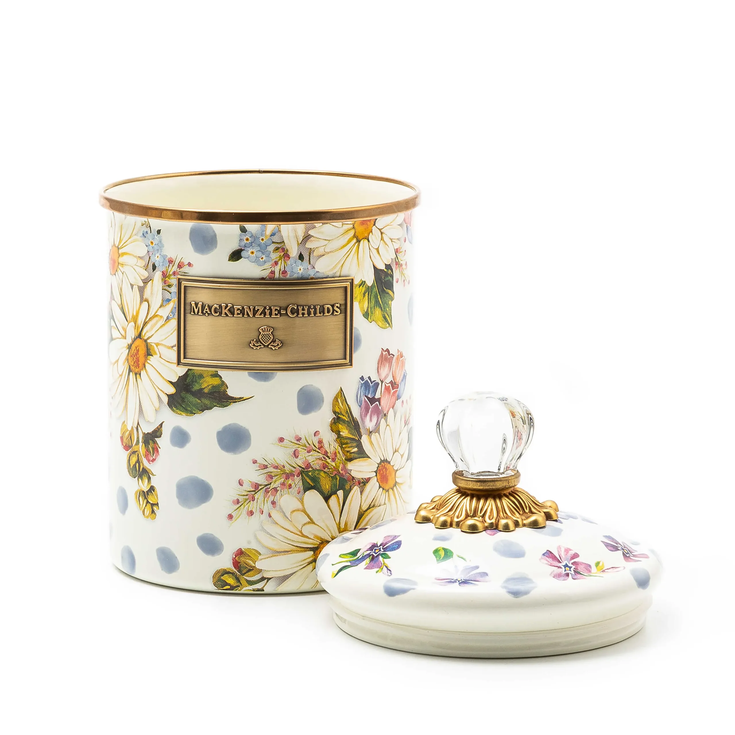 Wildflowers Enamel Medium Canister - Blue|MacKenzie-Childs Sale