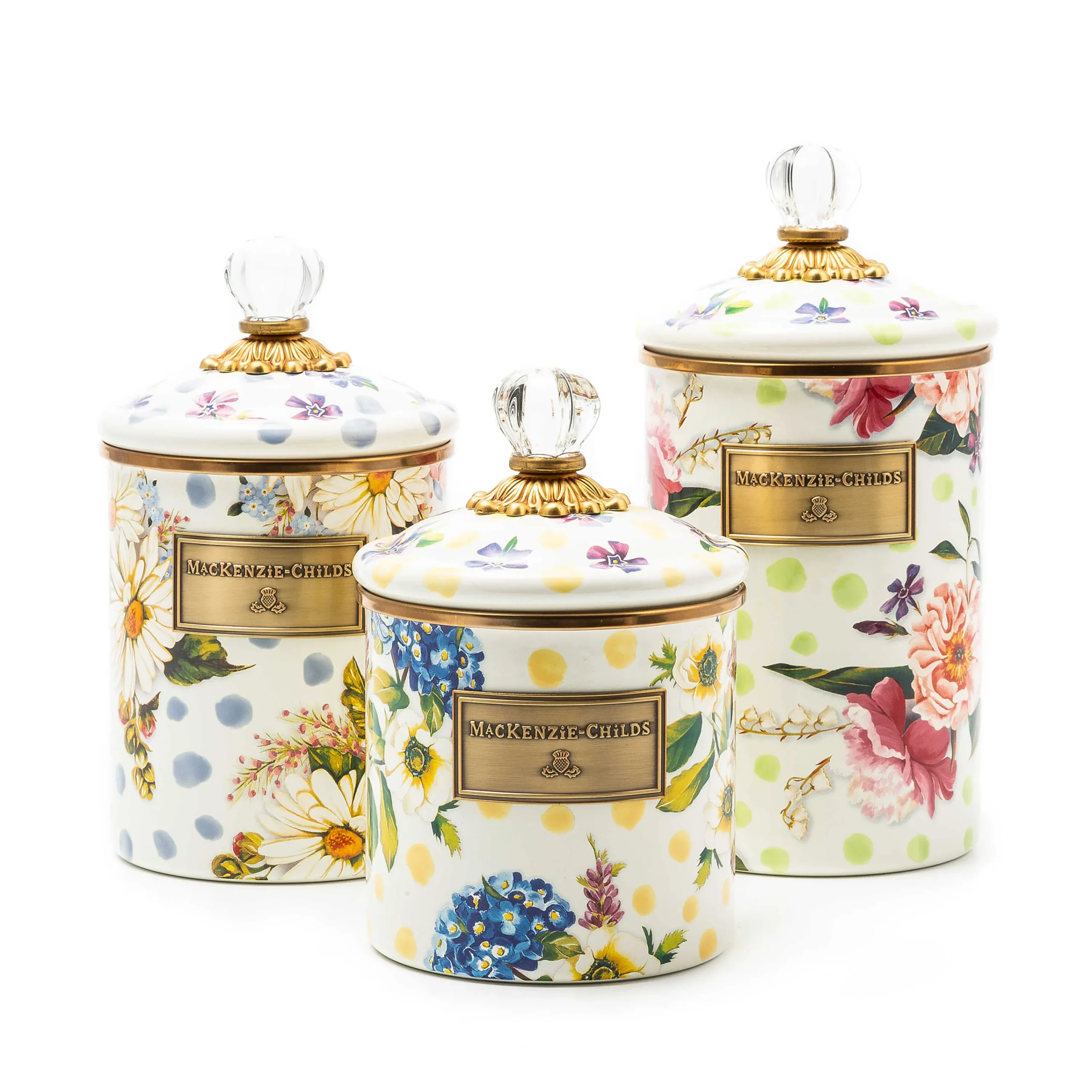 Wildflowers Enamel Medium Canister - Blue|MacKenzie-Childs Sale