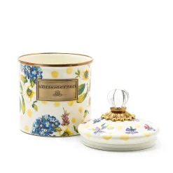 Wildflowers Enamel Small Canister - Yellow|MacKenzie-Childs Discount