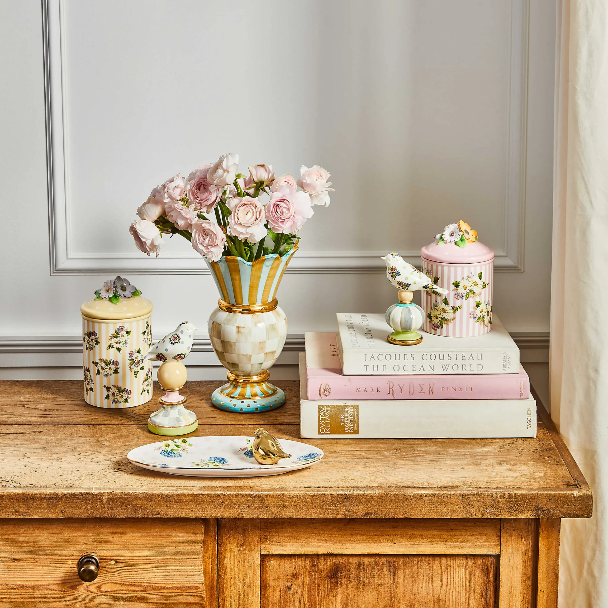 Wildflowers Small Canister - Pink|MacKenzie-Childs New