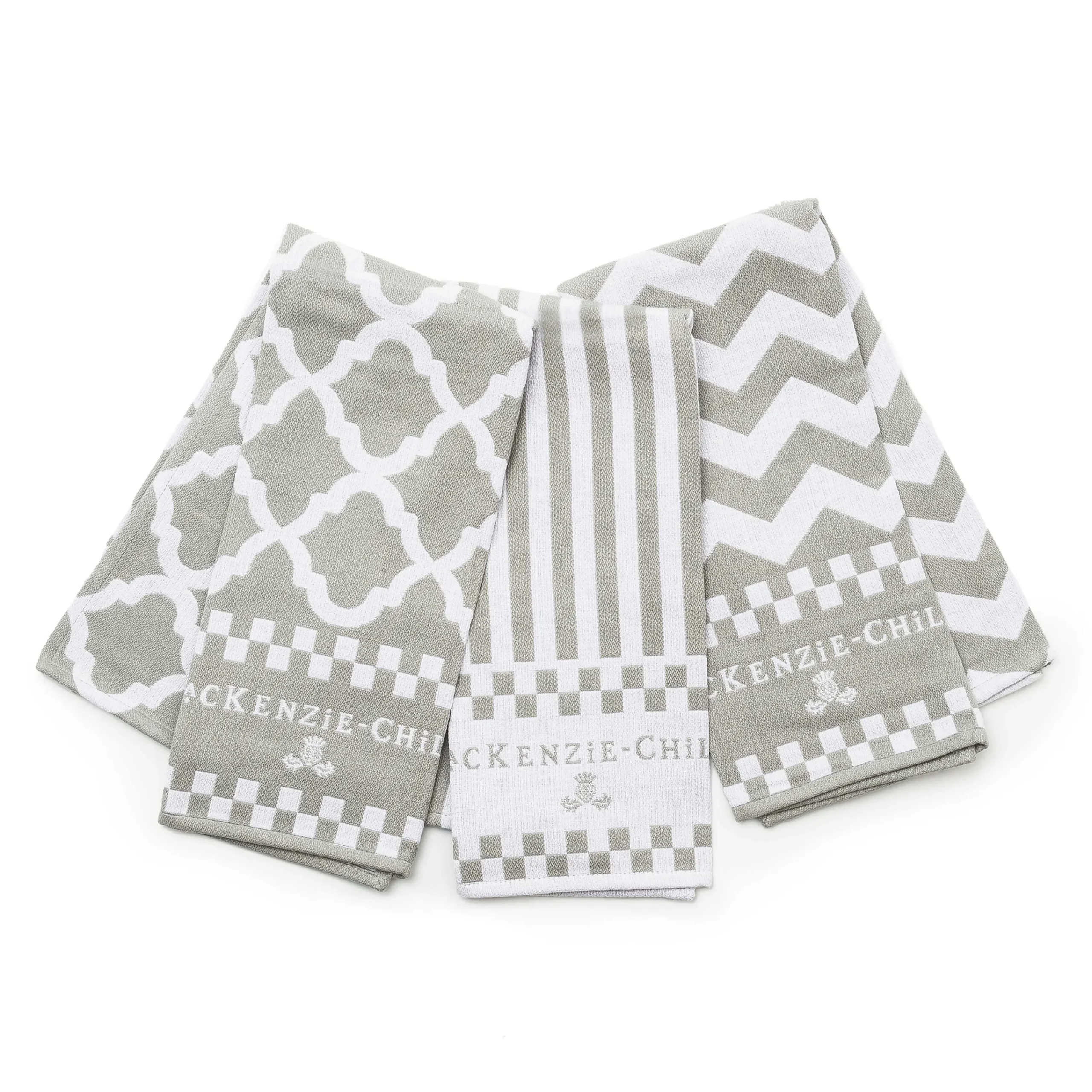 Zig Zag Dish Towels - Sterling - Set Of 3|MacKenzie-Childs