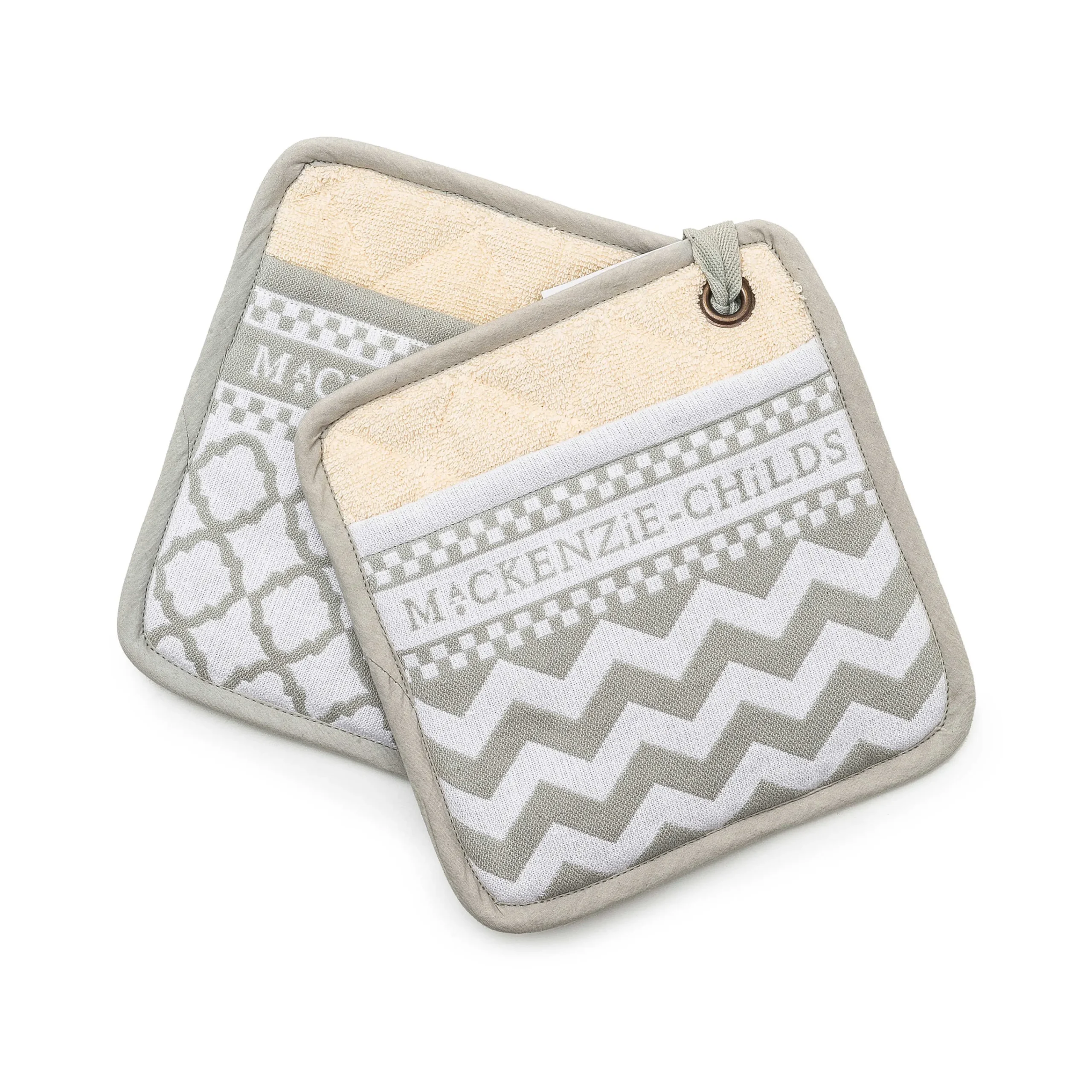 Zig Zag Potholder - Sterling - Set Of 2|MacKenzie-Childs