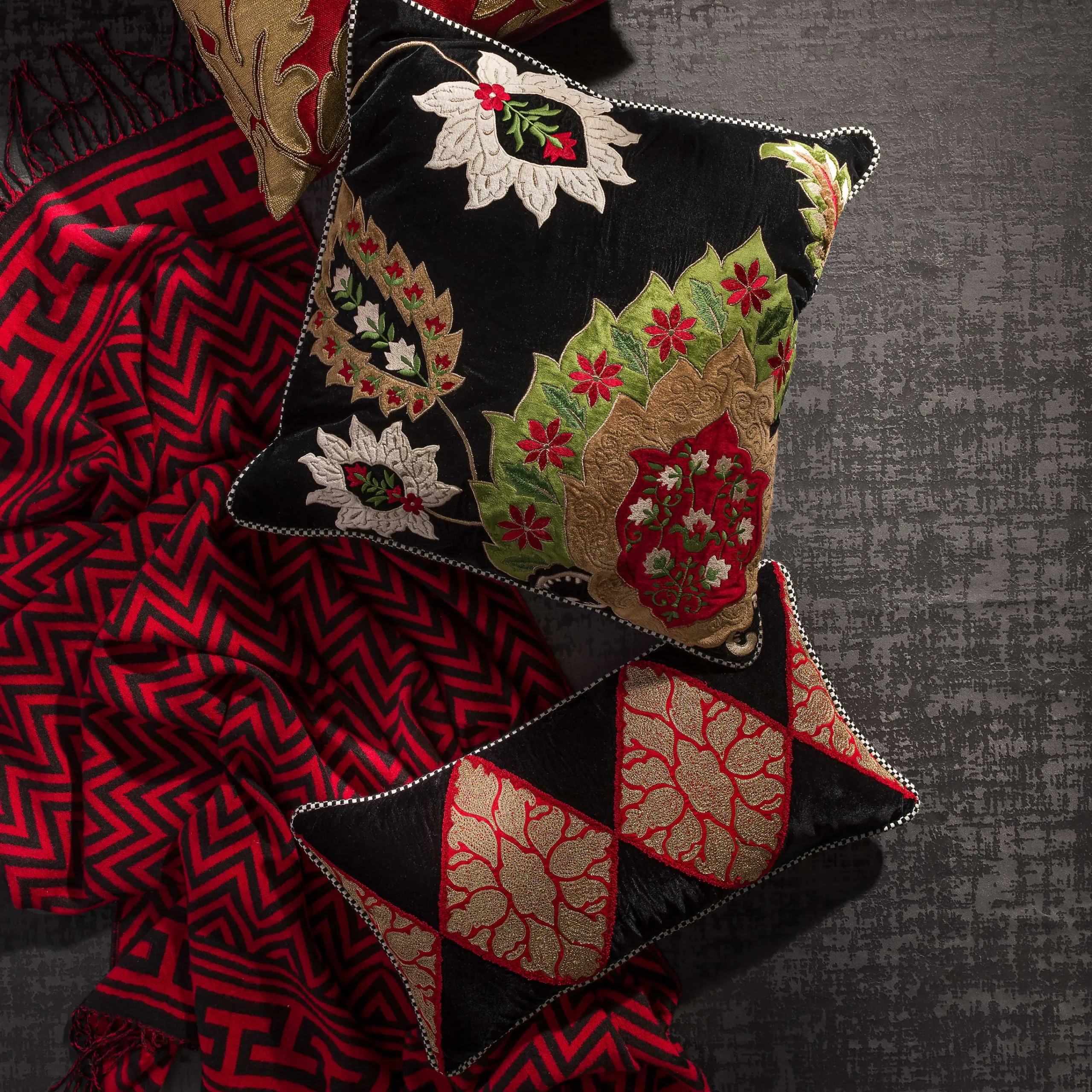 Zig Zag Throw - Black & Red|MacKenzie-Childs Online